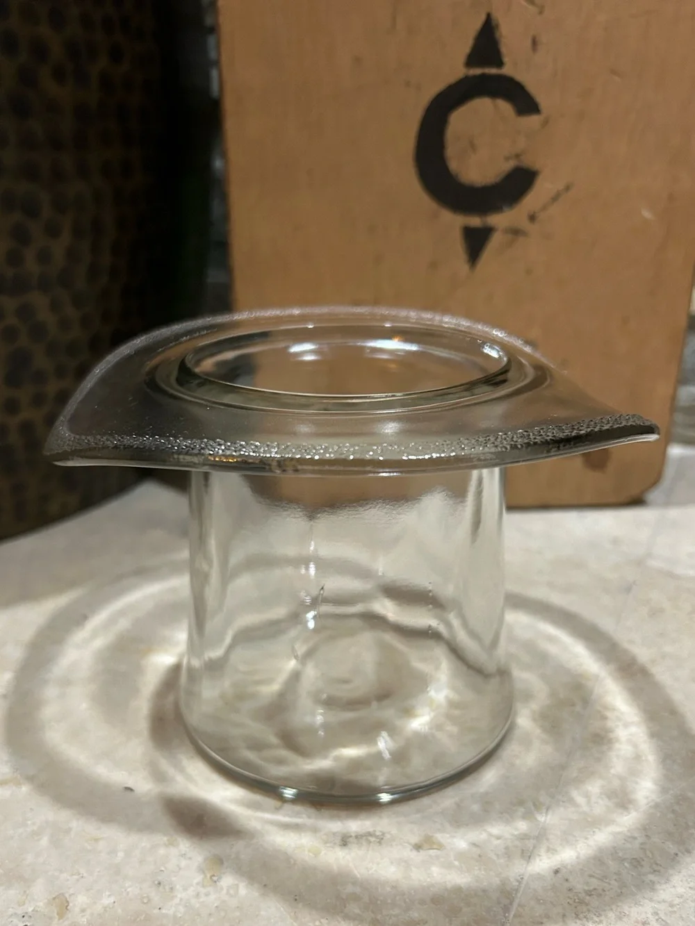 vintage Blenko Clear Glass Too Hat Vase